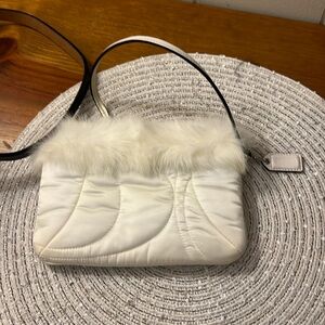 Coach Rare White Fur Wristlet
